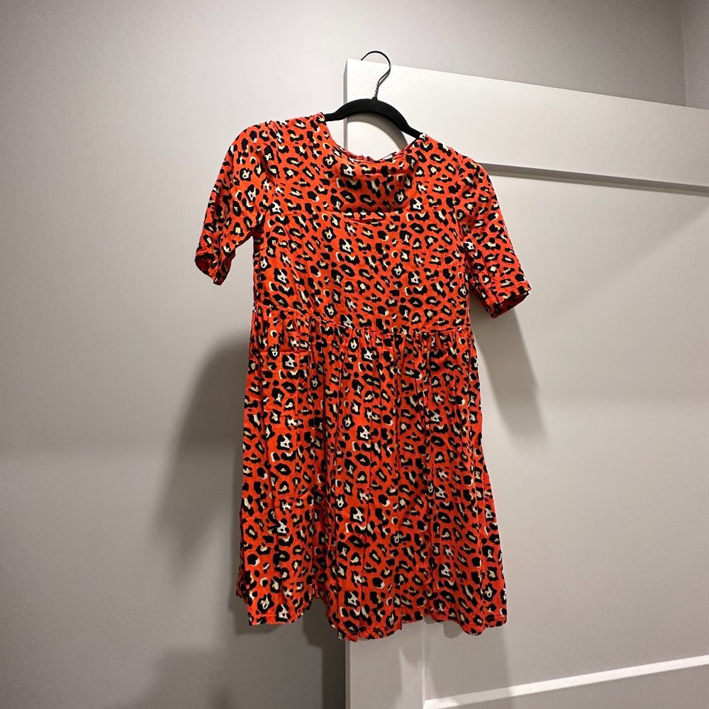 ASOS Mini Babydoll Orange Cheetah Print Dress